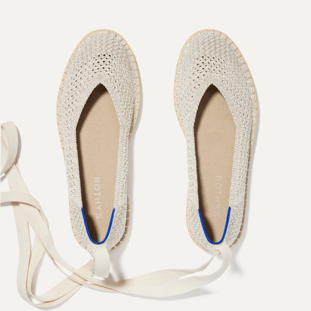 Rothy’s The Espadrille in Diamond Metallic Washable Summer Flat Sandal Shoe